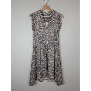 AllSaints Clari Kara Dress Womens Small Gray Pink Leopard Print Lined Sleeveless